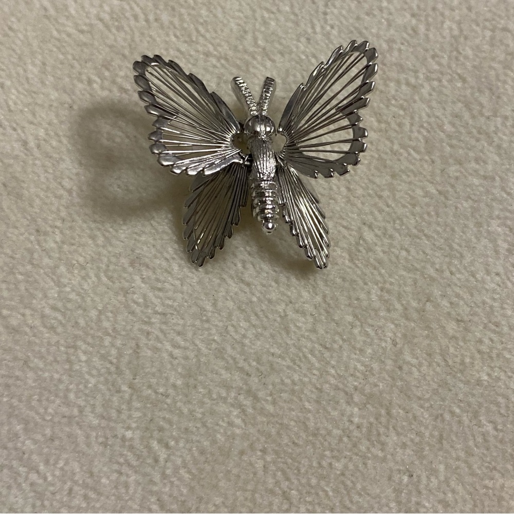 Vintage Monet Silver Butterfly Brooch